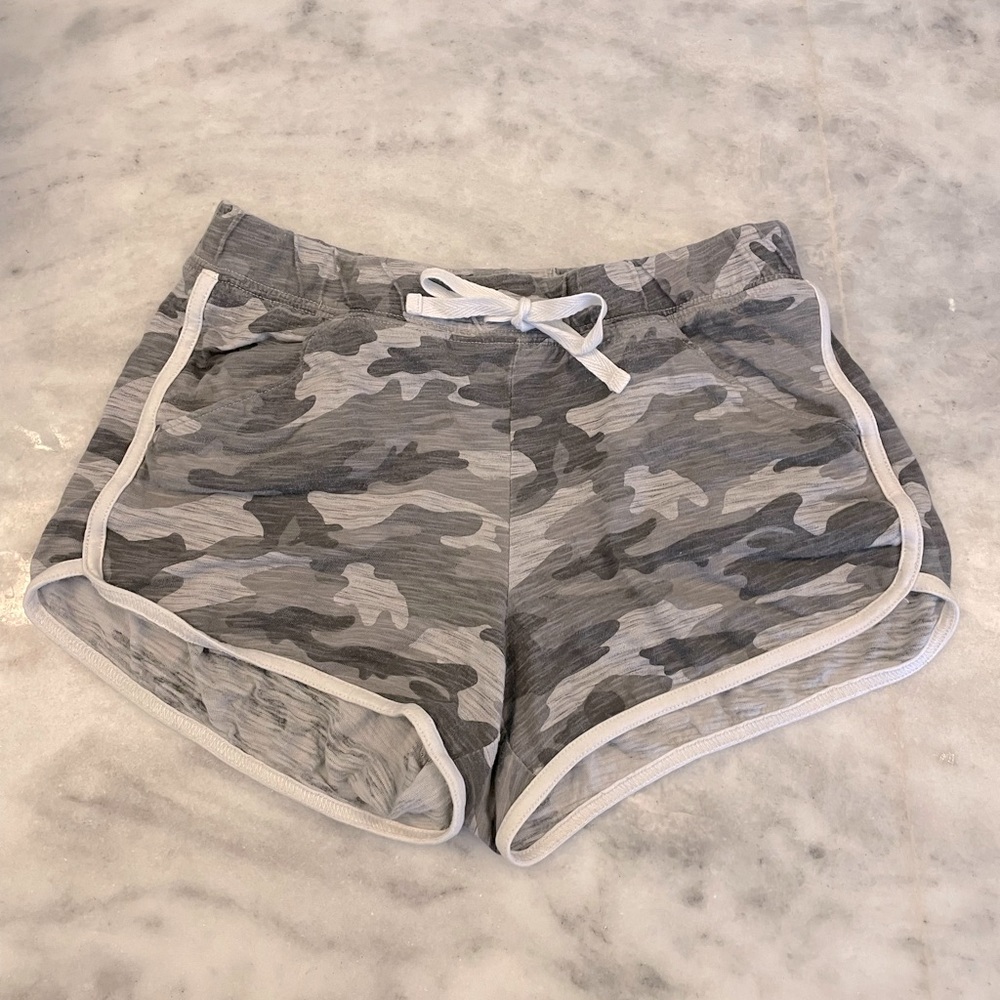Grey camo Justice shorts for girls
